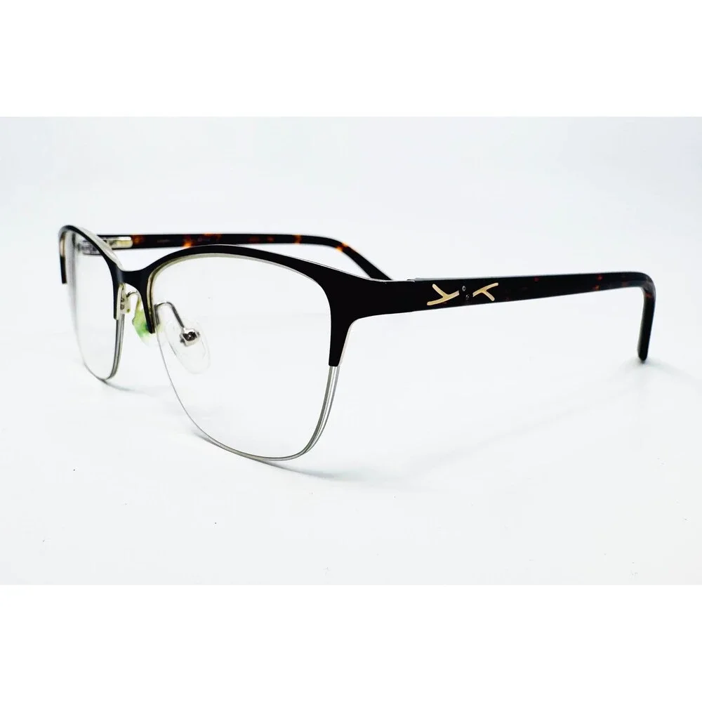 Sans Pareil Eyeglasses Womens Black Silver Tortoise Cat Eye 52-17-135